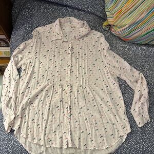 Jane and Delancey White Button-Down Hearts Pintuck Shirt